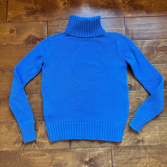 Vintage Ralph Lauren Sport Blue Turtleneck Sweater with Logo - Picture 2 of 6